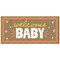 Big Dot of Happiness Orange and Yellow Wavy Welcome Baby Kraft Paper Banner, Retro Baby Shower Backdrop, Printed Brown Paper Party Decoration – 1 Ct